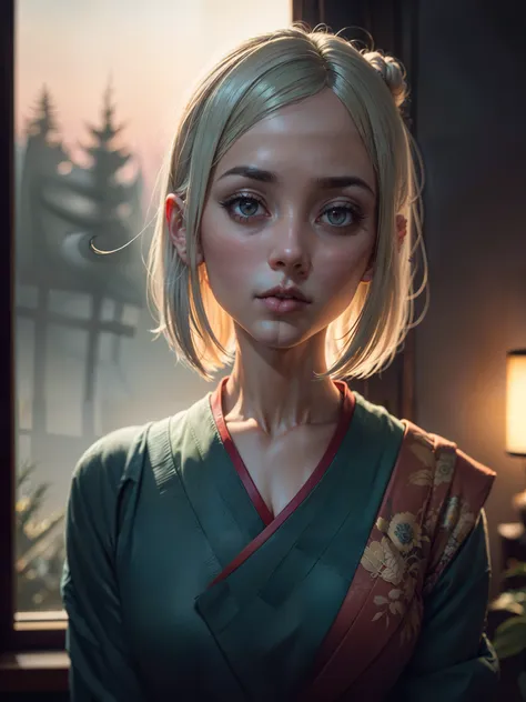 (dark shot:1.4), 80mm, (dark shot:1.4), masterpiece, best quality, game_cg, in summer, girl, solo, medium hair, white hair, looking at viewer, brown eyes, 80mm, epic realistic, painting of a geisha with european features entering a japanese pine forest, by range murata, a big red sun in the background, stunning, matted, paul gauguin, van gogh, art by greg rutkowski and artgerm, soft cinematic light, adobe lightroom, photolab, hdr, intricate, highly detailed, (depth of field:1.4), (dark shot:1.22), neutral colors, (hdr:1.4), (muted colors:1.4), (intricate), (artstation:1.2), hyperdetailed, dramatic, intricate details, (technicolor:0.9), (rutkowski:0.8), cinematic, detailed, soft light, sharp, exposure blend, medium shot, bokeh, (hdr:1.4), high contrast, (cinematic, teal and orange:0.85), (muted colors, dim colors, soothing tones:1.3), low saturation, (hyperdetailed:1.2), (noir:0.4), soft light, sharp, exposure blend, medium shot, bokeh, (hdr:1.4), high contrast, (cinematic, teal and orange:0.85), (muted colors, dim colors, soothing tones:1.3), low saturation, (hyperdetailed:1.2), (noir:0.4), (intricate details:1.12), hdr, (intricate details, hyperdetailed:1.15)