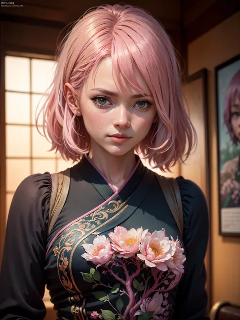 (dark shot:1.4), 80mm, (dark shot:1.4), masterpiece, best quality, game_cg, in summer, girl, solo, medium hair, (pink hair:1.5), looking at viewer, brown eyes, 80mm, epic realistic, painting of a geisha with european features entering a japanese pine forest, by range murata, a big red sun in the background, stunning, matted, paul gauguin, van gogh, art by greg rutkowski and artgerm, soft cinematic light, adobe lightroom, photolab, hdr, intricate, highly detailed, (depth of field:1.4), (dark shot:1.22), neutral colors, (hdr:1.4), (muted colors:1.4), (intricate), (artstation:1.2), hyperdetailed, dramatic, intricate details, (technicolor:0.9), (rutkowski:0.8), cinematic, detailed, soft light, sharp, exposure blend, medium shot, bokeh, (hdr:1.4), high contrast, (cinematic, teal and orange:0.85), (muted colors, dim colors, soothing tones:1.3), low saturation, (hyperdetailed:1.2), (noir:0.4), soft light, sharp, exposure blend, medium shot, bokeh, (hdr:1.4), high contrast, (cinematic, teal and orange:0.85), (muted colors, dim colors, soothing tones:1.3), low saturation, (hyperdetailed:1.2), (noir:0.4), (intricate details:1.12), hdr, (intricate details, hyperdetailed:1.15)