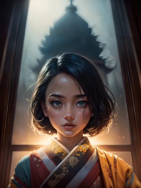 (dark shot:1.4), 80mm, (dark shot:1.4), masterpiece, best quality, game_cg, in summer, girl, solo, medium hair, white hair, looking at viewer, brown eyes, 80mm, epic realistic, painting of a geisha with european features entering a japanese pine forest, by range murata, a big red sun in the background, stunning, matted, paul gauguin, van gogh, art by greg rutkowski and artgerm, soft cinematic light, adobe lightroom, photolab, hdr, intricate, highly detailed, (depth of field:1.4), (dark shot:1.22), neutral colors, (hdr:1.4), (muted colors:1.4), (intricate), (artstation:1.2), hyperdetailed, dramatic, intricate details, (technicolor:0.9), (rutkowski:0.8), cinematic, detailed, soft light, sharp, exposure blend, medium shot, bokeh, (hdr:1.4), high contrast, (cinematic, teal and orange:0.85), (muted colors, dim colors, soothing tones:1.3), low saturation, (hyperdetailed:1.2), (noir:0.4), soft light, sharp, exposure blend, medium shot, bokeh, (hdr:1.4), high contrast, (cinematic, teal and orange:0.85), (muted colors, dim colors, soothing tones:1.3), low saturation, (hyperdetailed:1.2), (noir:0.4), (intricate details:1.12), hdr, (intricate details, hyperdetailed:1.15)