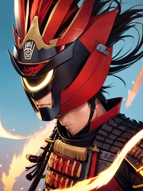 Visualize a powerful samurai in the midst of an important historical moment, displaying their skill and bravery as they make a decisive move that will change the course of history