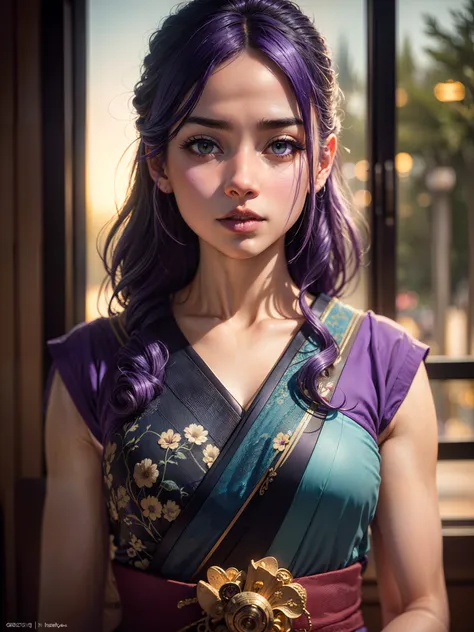 (dark shot:1.4), 80mm, (dark shot:1.4), masterpiece, best quality, game_cg, in summer, girl, solo, medium hair, (violet hair:1.5), looking at viewer, brown eyes, 80mm, epic realistic, painting of a geisha with european features entering a japanese pine forest, by range murata, a big red sun in the background, stunning, matted, paul gauguin, van gogh, art by greg rutkowski and artgerm, soft cinematic light, adobe lightroom, photolab, hdr, intricate, highly detailed, (depth of field:1.4), (dark shot:1.22), neutral colors, (hdr:1.4), (muted colors:1.4), (intricate), (artstation:1.2), hyperdetailed, dramatic, intricate details, (technicolor:0.9), (rutkowski:0.8), cinematic, detailed, soft light, sharp, exposure blend, medium shot, bokeh, (hdr:1.4), high contrast, (cinematic, teal and orange:0.85), (muted colors, dim colors, soothing tones:1.3), low saturation, (hyperdetailed:1.2), (noir:0.4), soft light, sharp, exposure blend, medium shot, bokeh, (hdr:1.4), high contrast, (cinematic, teal and orange:0.85), (muted colors, dim colors, soothing tones:1.3), low saturation, (hyperdetailed:1.2), (noir:0.4), (intricate details:1.12), hdr, (intricate details, hyperdetailed:1.15)