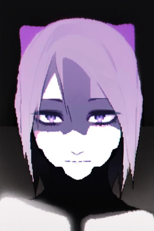 (masterpiece:1.2), high res, extreme detail, 1girl, (Signalis), a masunya in a black bodysuit standing in a dark hallway, horror, dimly lit, pitch black shadows, dramatic lighting, (full body and head:1.2), (dynamic pose), black bodysuit, (face augments:1.3), purple hair, cyberpunk cat ears, (solo:1.3), (pixilated:1.3), anime,  <lora:Signalis:0.9>,  <lora:my_LoRA_masunya_v3:0.6>