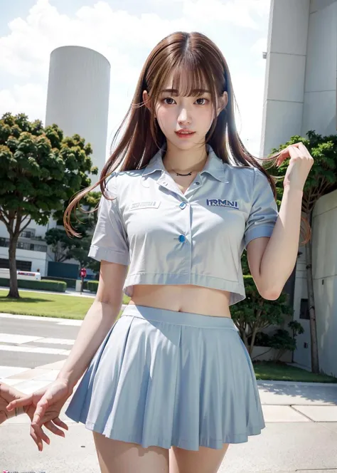 8k, raw photo, (masterpiece), (best quality), highres, (realistic, photo-realistic:1.4), ultra detailed, super_detail, ultra highres, perfect_anatomy, realistic,good hand,detailed face,beautiful face, ((racing model, mini skirt)),<lora:MitaniAkari-14:1.2>,pureerosface_v1 ,ulzzang-6500-v1.1