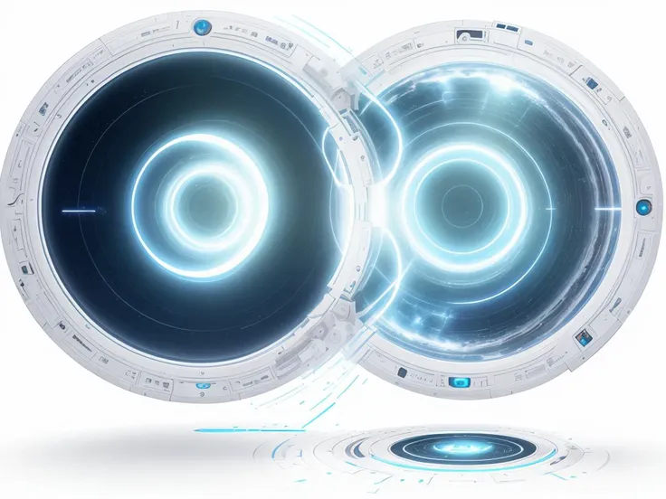 masterpiece, best quality, ((bright)), high quality, extremely detailed CG unity 8k huge, slippery ((white background)), rendered portal in the shape of a circle placed on the right, futuristic, modern device on front view