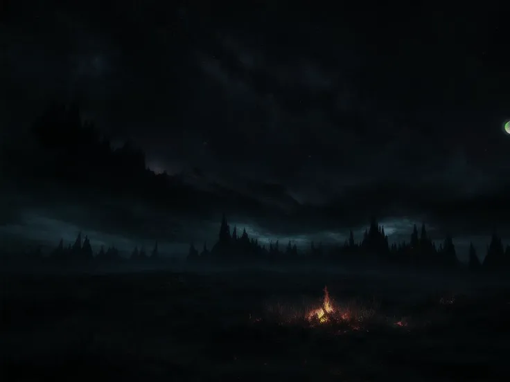 Nightmare vision, dark fantasy, fire in background, moonlight, stars on sky, dynamic sceen,photography, ultra realistic photography, RAW, 8k, ((HIGH DETAIL)), masterpiece, best quality, high quality, extremely detailed CG unity 8k wallpaper,Photorealistic
