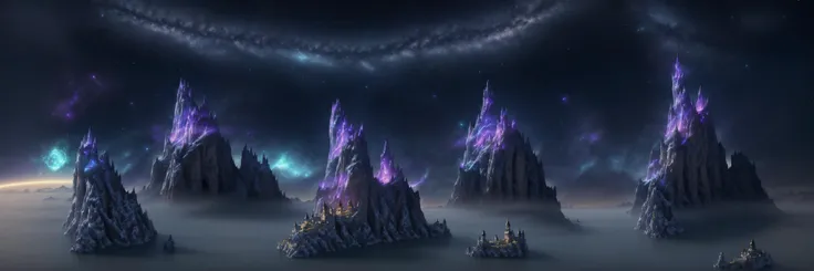 Landscape photography, Vigilance of Floating Fortresses, Provide an aerial view of the orbiting picket keeps, highlighting their strategic placement and the sense of security they impart to the townsfolk below in the style of Planar Fantasy, traverse realms where the laws of physics and magic collide, creating landscapes and phenomena that defy reality, Illuminate scenes with an enchanting glow, enhancing the magical ambiance on screen, create a mesmerizing glow, adding a touch of magic to pivotal moments in the storyline. Evaluate the effectiveness of the enchanting glow in bringing cinematic wonder and its alignment with industry standards for cinematic visuals, rendered in unreal engine 5
