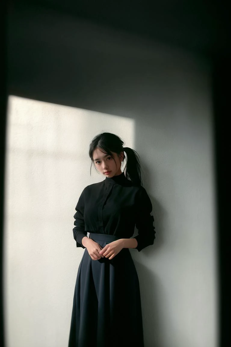 a woman, standing in front of a wall with stylish graffiti in a closed dark subway<lora:Ymiao1-05:0.6>