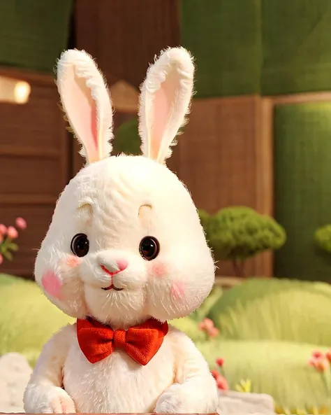 no humans,rabbit , blurry background, animal, animal focus, realistic, blush, indoors, photo background, looking at viewer, rabbit, depth of field,  <lora:fluffya_20230814092051:0.82>