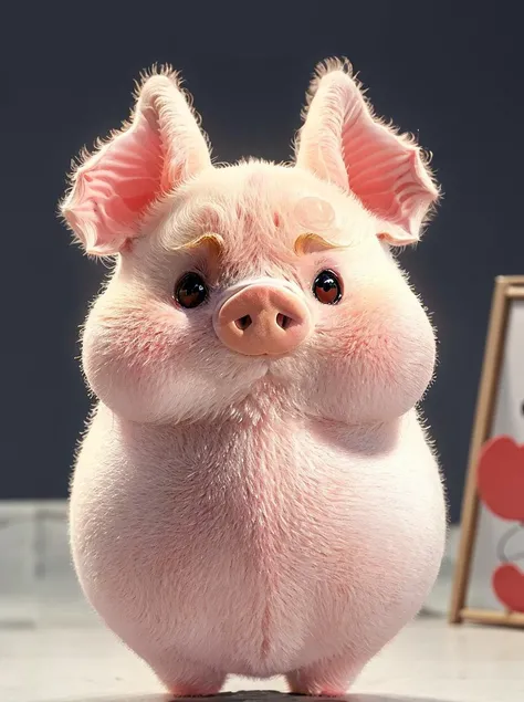 Pig, white background, simple background, single, no human, full body, standing, animal costume, animal ears, black eyes, pig ears, looking at audience,, chibi, <lora:fluffya_20230814092051:0.8>