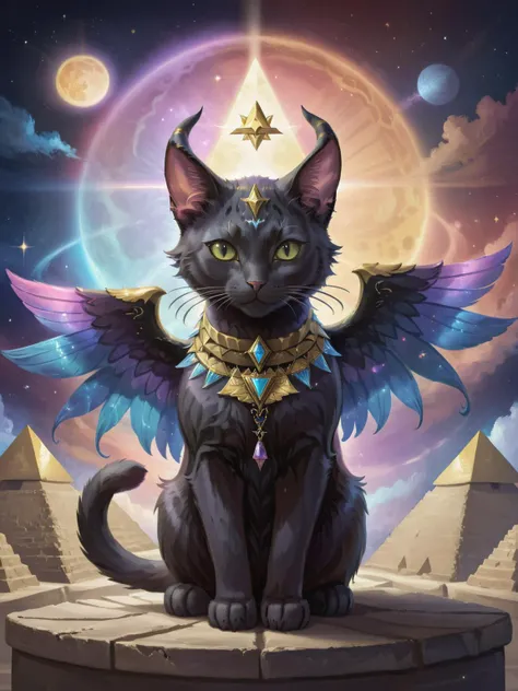 ((masterpiece)), (best quality), (detailed), A magnificent cosmic black cat , cosmic heaven condition, dark brilliant colors, occult, ((perfect symetry)), (Pyramids on the background), (horns and wings), ((Black Contrasting Colors))
<lora:Livia_Prima_Style:0.75> <lora:JohannesVermeerXL_v1:1>