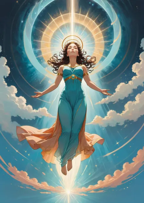 1girl,
goddess
floating in the air
praying
carve halo,
glowing light particles,
perspective from above
gradient
abstract,
wind
( by   Alessandro Gottardo Victo Ngai
Yoann Lossel )