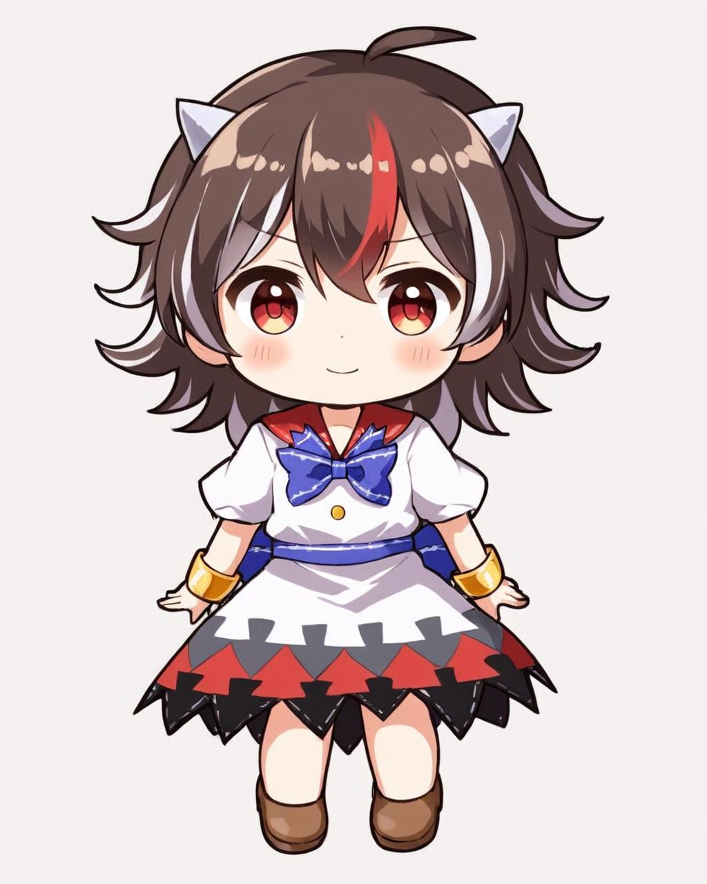 A cartoon girl in a dress with a bow and a cat ears - SeaArt AI