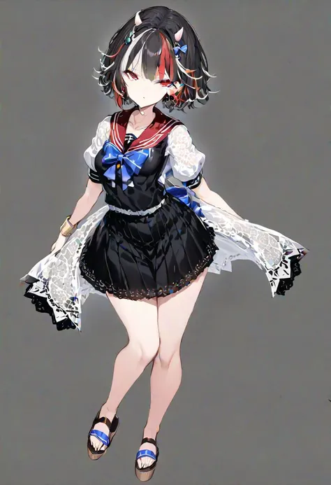 1girl、vtuber-fullbody、highest quality、Masterpiece、Official Art、The best composition、Super detailed、Standing in front of the viewer、short hair、bikini、Small breasts、barefoot、Simple Background、