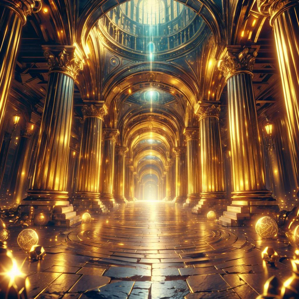 <lora:add_detail:0.3>
<lora:MidasMagic-22:0.8>, midasmagic, golden aura , glint,
(dungeon interior :1.1) , labyrinth, bridge , pillars, dark indoors, pedestal