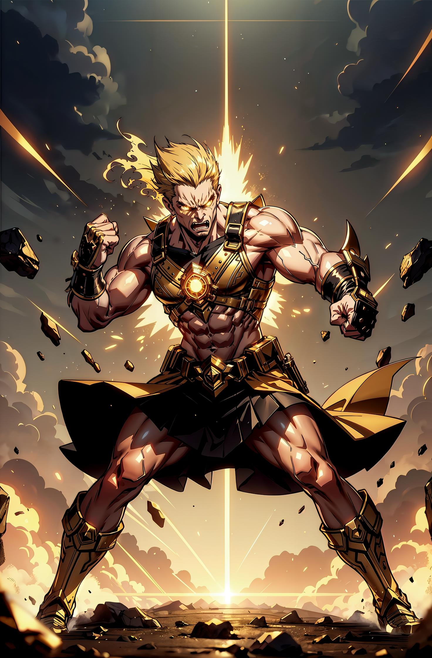 A man in armor with a sword and a sword in his hand - SeaArt AI