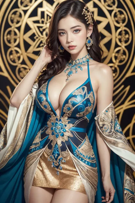 Ray Tracing, Global Illumination, 1girl, chibi:1.49, electric_blue large eyes, chocolate, straight hair, arrogant_face, luxury earrings, hair ornament, pale skin:1.1, huge breasts, skinny, thick thighs, (zentangle:1.2), (abstract background:1.5), (treditional dress:1.3), many colors,
art by jean-pierre jeunet,
(photographed on a Canon EOS R3, 105mm lens, F/1.4 aperture),
<lora:epiNoiseoffset_v2Pynoise:0.2>product shot of ultra realistic photo against a dark background, two tone lighting, advertisement, octane, unreal,
<lora:cmMix_v10:0.35:outd2>