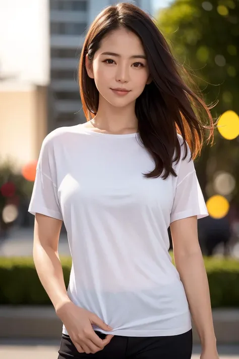 1girl, (looking at viewer),  (bokeh:1.1), closed mouth,light smile, realistic, hand on hip, shirt,
pants, skyline,
best quality, (photorealistic:1.4), ultra highres, <lora:llfMasami Nagasawa:0.8> llfMasami Nagasawa