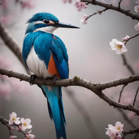 A close up of a bird sitting on a branch of a tree - SeaArt AI