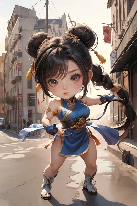 (masterpiece),(best quality), 1girl,chibi, Chun-Li, full body,Street fighting. <lora:Guofeng_mengwan_v1:0.6>, <lora:shuV2:0.4>