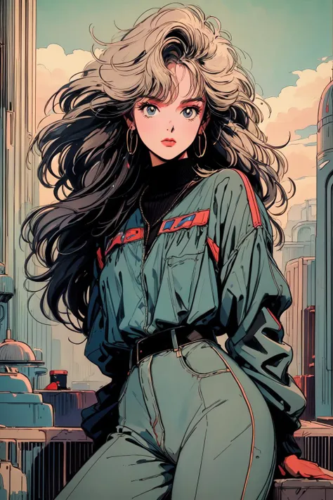 (8k, best quality, masterpiece:1.2),(best quality:1.0), (ultra highres:1.0), a beautiful woman,  in bodysuit,  lineart, sketch,  <lora:1990:0.8>, 1980s \(style\), ((science fiction)), future city, dynamic pose,  <lora:add_detail:0.7>,  <lora:80'sFusion:0.6> , ((poster))