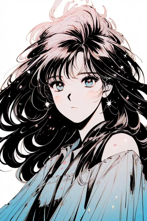 <lora:1990:1>, ((masterpiece)), (((best quality))), ((ultra-detailed)), ((illustration)),[realism light effect],shadow,(Fantasy style),(white background:1.6), simple background, (earth theme),(a cloak)[(hair focus,((1girl)),[(big slime hair): (cloud hair):0.3], (hair on background),(high saturation),(hair surrounded by galaxy splashes),)):((her hair is becoming galaxy clouds,:1.27628), (hair and clothes is galaxy clouds and cluster of stars:1.1025),(a cloak is becoming galaxy clouds)(colorful_galaxy_print_clusters_of_stars_print:1.35),((detailed starry sky with colorful galaxy and galaxy clouds):1.2)):0.35], (((masterpiece))),(((best quality))),((ultra-detailed)),(illustration),(dynamic angle),((floating)),(paint),((disheveled hair)),((beautiful detailed face)),collar,bare shoulders, ((colorful hair)),((streaked hair)),beautiful detailed eyes,(Gradient color eyes),(((colorful eyes))),(((colorful background))),(((high saturation))),(((surrounded by colorful splashes))),(((surrounded by colorful dot))),colorful bubble,((shining)),