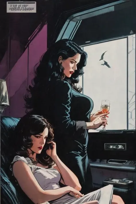 (neutral palette:0.5), comic style, (muted colors:0.5), illustration, cartoon, soothing tones, bw, noir comic, femme fatale (Eva Green 15yo), long hair, hardlight, (shatter light:1.3), shatter shadows on her body, America 1920s <lora:Noir:0.4> inspired by Frank Millers "sin sity" <lora:more_details:0.4> <lora:vintcomstyle-v1-10:0.8> style-empire, rim light, at night, masterpiece by Bernie Wrightson, by Atey Ghailan, by jeremy mann, by greg tocchini, Art Deco, Art Nouveau