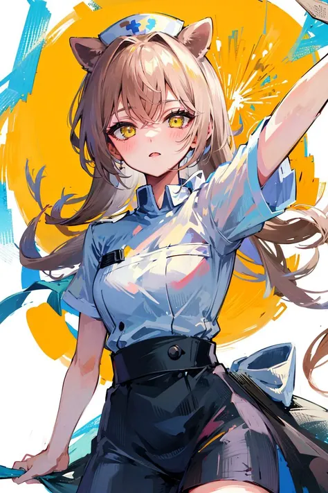 masterpiece,1girl,solo, <lora:RurudoLionV1-000006:1>,lion_ears,nurse:1.3,nurse cap,