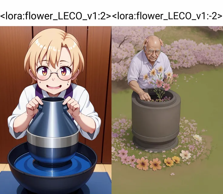 solo, (80 years old man:1), flower of cherry blossoms, Scatter the ashes from the urn containing Pochi's ash, <lora:flower_LECO_v1:2>