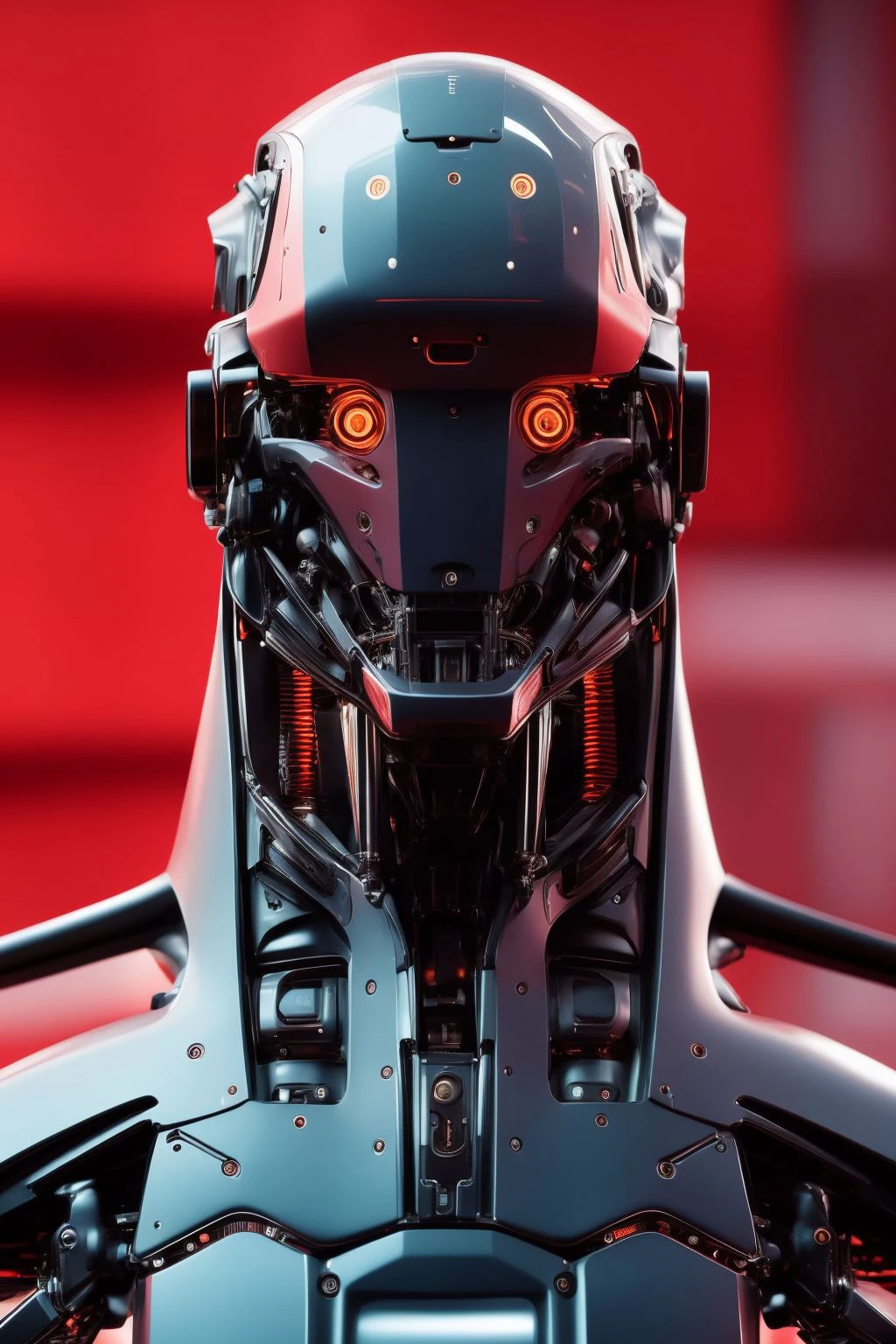 rz88mkultr4, nousr, a fine art painting of a beautiful cyborg mechanical woman, in the style of boston dynamics robot, biomechanical, mshn robot, hyper realistic,matte steel, neon light strip, intricate design, insanely detailed, fine details, Extremely sharp lines, cinematic lighting, Photo realistic, a detailed masterpiece <lora:rz88mkultr4-15-v1:0.5>