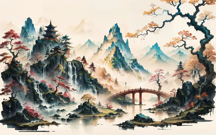 masterpiece,  best quality, highly detailed,chinese ink painting,colorful ink painting,
mountain,waterfall,lake,tree  <lora:PAseervg~NuYv}V1:0.8>