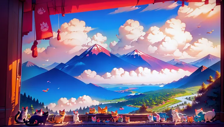 score9, score_8_up, score_7_up, score_6_up, score_5_up, score_4_up, a giant mountain in the shape of a cat, many cats around it, <lora:Detailed_Anime_Style_Backgrounds_for_PonyXL:0.8> <lora:Anime Summer Days 2 Style SDXL_LoRA_Pony Diffusion V6 XL:1>