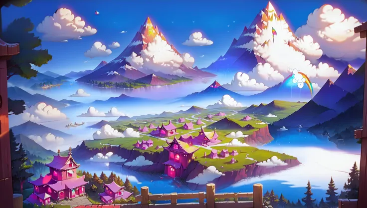 score9, score_8_up, score_7_up, score_6_up, score_5_up, score_4_up, lots of cats on a wooden platform overlooking mountains, lots of cats looking over the scenery, rivers, lakes, trees, rainbow, billowing clouds, detailed, intricate, masterpiece, best quality, <lora:Detailed_Anime_Style_Backgrounds_for_PonyXL:0.8> <lora:Anime Summer Days 2 Style SDXL_LoRA_Pony Diffusion V6 XL:1>