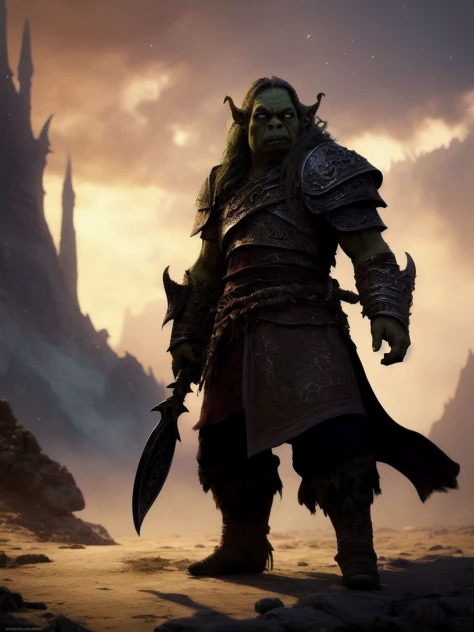 (extremely detailed CG unity 8k wallpaper), full shot body photo of the most beautiful artwork in the world featuring (a angry ugly ruthless orc screaming:1.5), close-up head, facing camera, realistic digital painting portrait of a barbarian magic, (magic everywhere:1.1), (Dungeons and Dragons:1.3), magical dark and red universe, dark and gloomy magic in intricate details, (abstract background:1.2), (light particle:1.1), (very detailed environment:1.2), (game concept:1.3), (elden ring style:1.3), (arcane style:0.8), (depth of field:1.3), global illumination, art by hoang lap and fuji choko and artgerm and greg rutkowski and viktoria gavrilenko