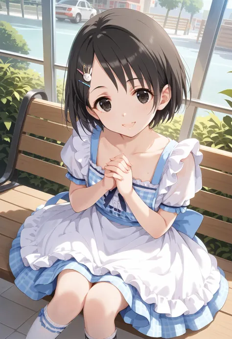 score_9, score_8_up, score_7_up, source_anime,masterpiece, best quality, high_resolution,8k,Perfect features, intricate details,Ray Tracing
break
1girl,solo,sasaki chie, short hair, black hair, black eyes, rabbit hair ornament, hairclip, jyojifuku,frills,kneehighs,apron,lies on her side on a blanket, reading a book with one hand propped up.,Light smile,,Holistic Center,Surreal Perspective shot
 <lora:Sasaki_Chie-111:0.7> ,<lora:maid_Pony_V1.0:1> ,