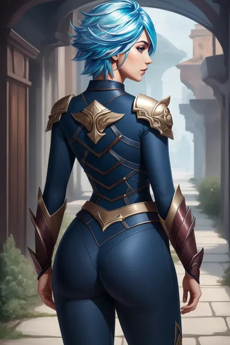 (masterpiece, best quality), intricate details,
<lyco:GoodHands-beta2:0.8>
1girl, <lora:Frostblade_Irelia:0.8> frostblade irelia, 1girl, short hair, blue hair, bodysuit, detached sleeves,
from behind, ass focus, ass,