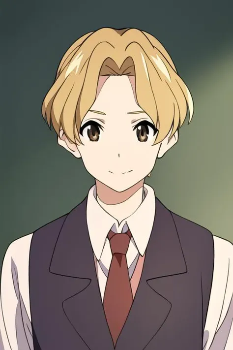 masterpiece, best quality, high quality, 1boy, solo, male focus, looking at viewer, upper body, <lora:yoshifumi_aoki:0.74>, yoshifumi_aoki, blonde hair, brown eyes, , school uniform