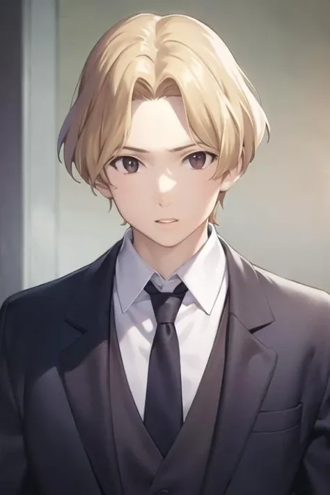 masterpiece, best quality, high quality, 1boy, solo, male focus, looking at viewer, upper body, <lora:yoshifumi_aoki:0.58>, yoshifumi_aoki, blonde hair, brown eyes, realistic,