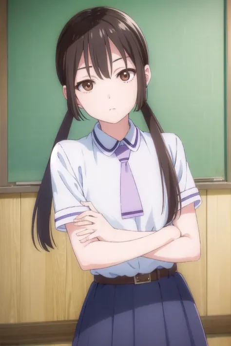 hanakohonda, <lora:hanako honda s1-lora-nochekaiser:1>,
hanako honda, long hair, black hair, twintails, (brown eyes:1.5), low twintails,
BREAK dress, school uniform, necktie, belt,
BREAK indoors, classroom,
BREAK looking at viewer, (cowboy shot:1.5),
BREAK <lyco:GoodHands-beta2:1>, (masterpiece:1.2), best quality, high resolution, unity 8k wallpaper, (illustration:0.8), (beautiful detailed eyes:1.6), extremely detailed face, perfect lighting, extremely detailed CG, (perfect hands, perfect anatomy),
