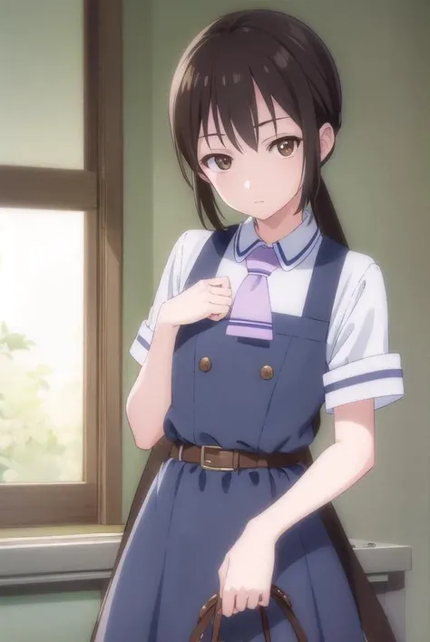 hanakohonda, <lora:hanako honda s1-lora-nochekaiser:1>,
hanako honda, long hair, black hair, twintails, (brown eyes:1.5), low twintails,
BREAK dress, school uniform, necktie, belt,
BREAK indoors, classroom,
BREAK looking at viewer, (cowboy shot:1.5),
BREAK <lyco:GoodHands-beta2:1>, (masterpiece:1.2), best quality, high resolution, unity 8k wallpaper, (illustration:0.8), (beautiful detailed eyes:1.6), extremely detailed face, perfect lighting, extremely detailed CG, (perfect hands, perfect anatomy),