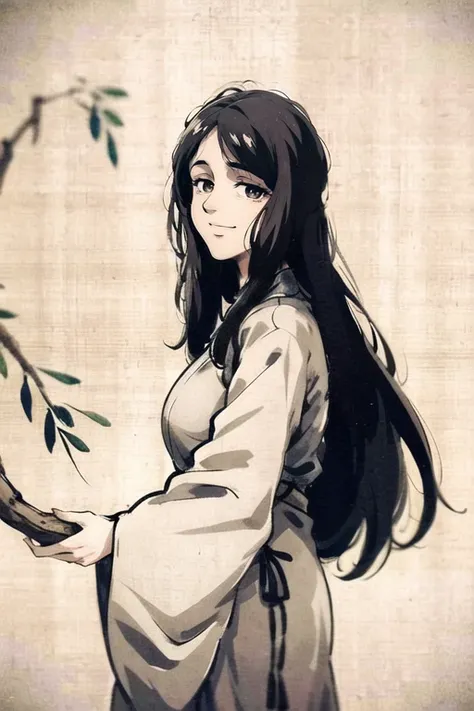 ((pieck finger)), (masterpiece, best quality:1.2), traditional chinese ink painting, peaceful, (smile), looking at viewer <lora:Moxin_Shukezouma11:0.5> <lora:Moxin_10:0.5> <lora:pieck:1.15>