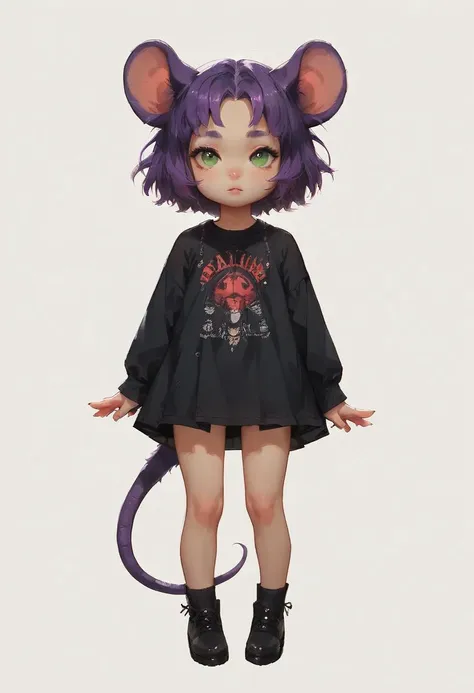 score_9,score_8_up,score_7_up,very aesthetic ,1mouse girl,forehead ,short stack girl, cute, pretty, petite,  ,simple background, full body , tail,
un (short hair, two sides up, purple hair, green eyes) <lora:LenaPonyV1:0.45>
<lora:Expressive_H:0.8> <lora:g0th1cPXL:0.8>