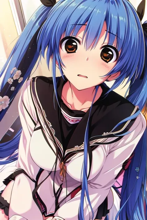 kotohaokihara, <lora:kotohaokihara-lora-nochekaiser:1>,
kotoha okihara, long hair, ribbon, twintails, (brown eyes:1.5), very long hair, blue hair,
BREAK skirt, thighhighs, school uniform, black thighhighs, zettai ryouiki, bridal garter,
BREAK looking at viewer,
BREAK indoors, classroom,
BREAK <lyco:GoodHands-beta2:1>, (masterpiece:1.2), best quality, high resolution, unity 8k wallpaper, (illustration:0.8), (beautiful detailed eyes:1.6), extremely detailed face, perfect lighting, extremely detailed CG, (perfect hands, perfect anatomy),