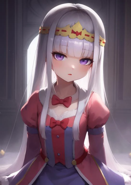 (masterpiece, best quality:1.2), extremely detailed, soft ambient lighting, sharp focus, 4K, BREAK <lora:aurora:1>, 1girl, solo, aurora, princess syalis, princess dress, silver hair, purple eyes, expressionless, looking at viewer, BREAK