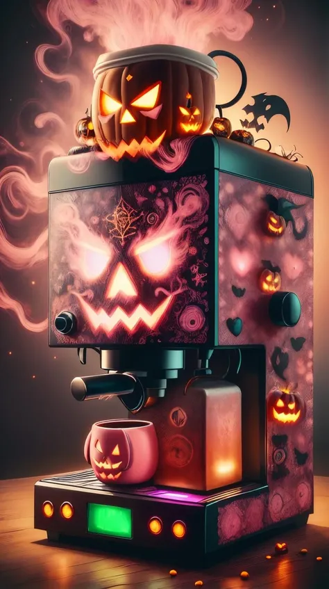 <lora:HalloweenGlowStyleColor:1> HalloweenGlowStyle (Pink glow:1.5), coffee machine, (Masterpiece:1.3) (best quality:1.2) (high quality:1.1)