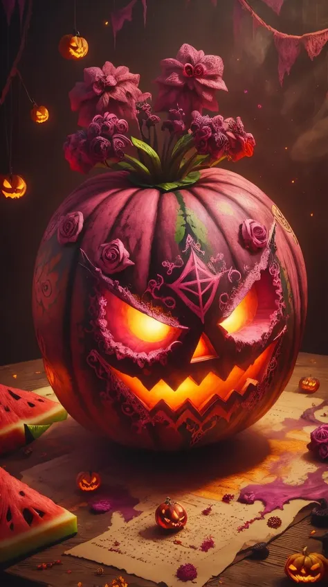 I want an ad that has apples and is Halloween themed that contains candy candies and is called Haweens That at the bottom in the corner says Diego Alonso