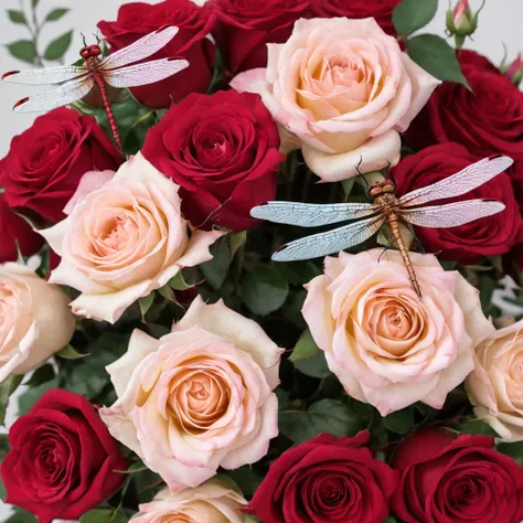 Romantique extravagance, upper class, roses and dragonflies,Romantique extravagance, upper class, roses and dragonflies
