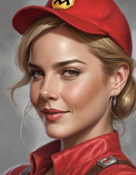 Portrait of (ohwx woman) <lora:cornish_lora_sdxl_v1-000008:1> as super Mario, red hat, fantasy, highly detailed, digital painting, artstation, concept art, sharp focus, illustration, art by Tony Sart and artgerm and randy vargas