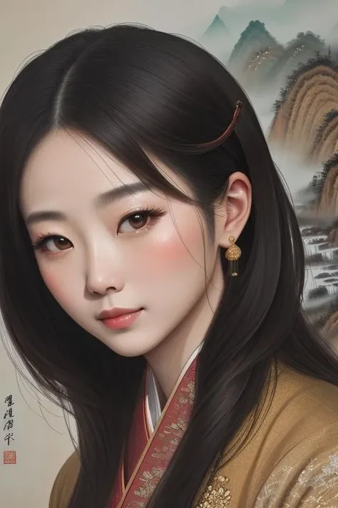 masterpiece, high quality, high resolution,8k, chinese painting of woman, close up, sharp focus <lora:lineskStyle_v10:0.75>