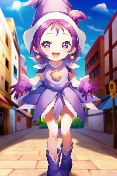 ojsgwopmgc, standing, :d, city <lora:segawa-onpu-witch:1>