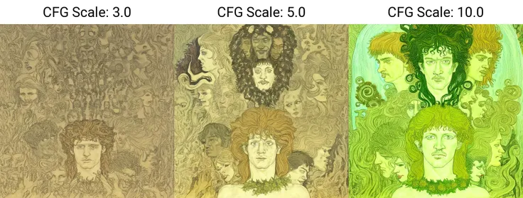 a pencil and pastel drawing of a group of people surrounded by flowers, an ultrafine detailed painting, by Austin Osman Spare, surrealism, medusa head, fantasy watercolor, close - up of the faces, the sandman from graphic novel, elevation, full image, concert, satyr, vertical portrait <lora:Austin_Osman_Spare_1.1:1>
